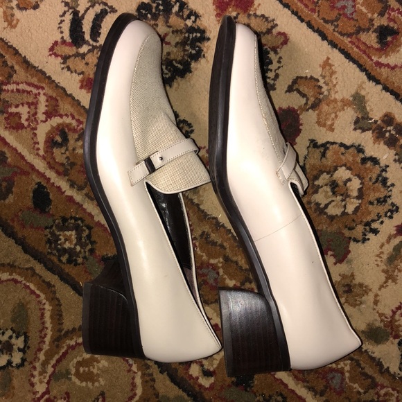 Aerosoles Beige Leather and canvas shoes size 10 please read description. - Picture 2 of 10